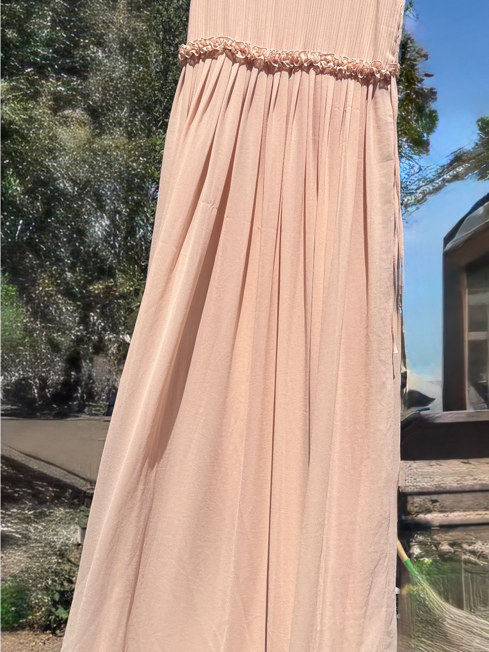 H&M Pleated Maxi Skirt in Blush Pink